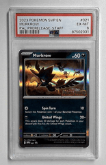 V1130: 2023: MURKROW: 021: PAL PRERELEASE-STAFF: PSA 6: EX-MT: 87502331